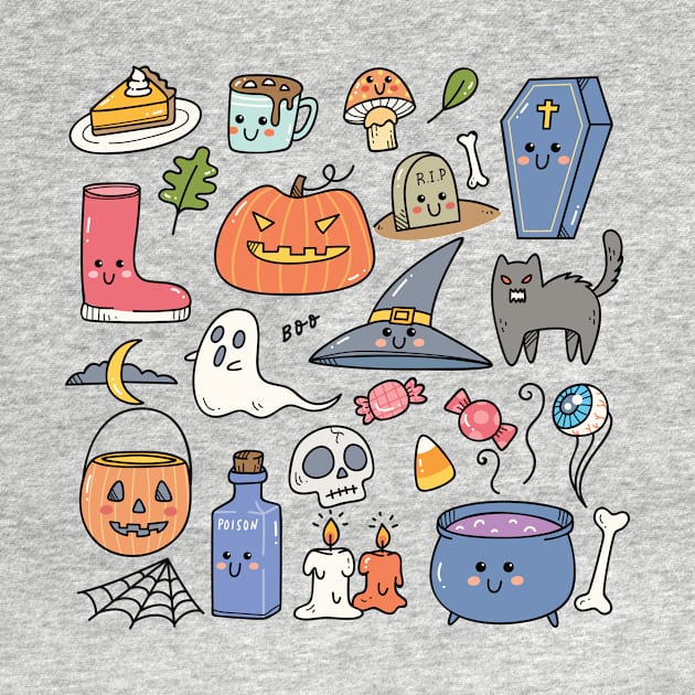 Adorable Set of Fall and Halloween Doodles by SLAG_Creative
